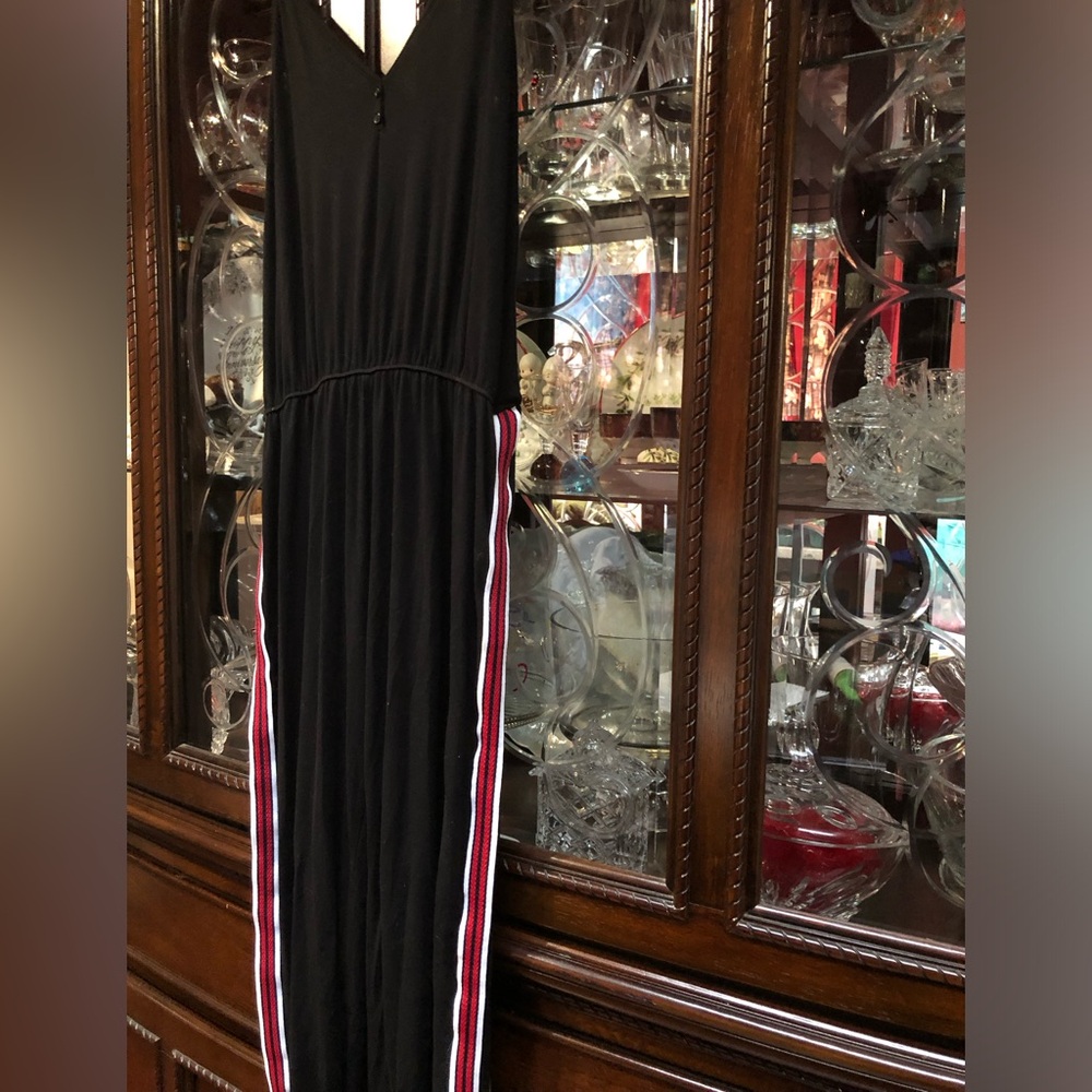 Chic Black Jumpsuit with Striped Accents